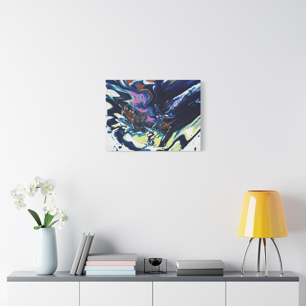 Change Abstract Blue Fluid Art Matte Canvas Print (Stretched Wall Art)