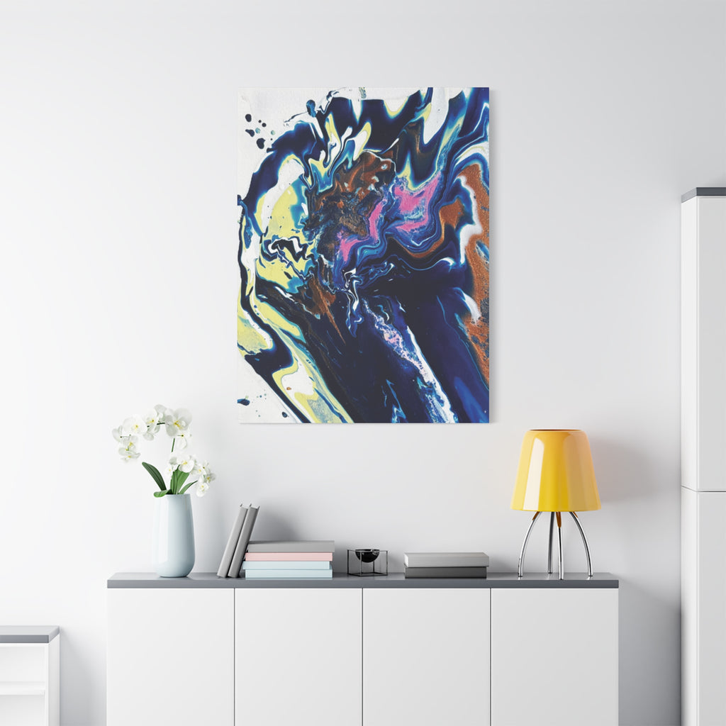Change Abstract Blue Fluid Art Matte Canvas Print (Stretched Wall Art)