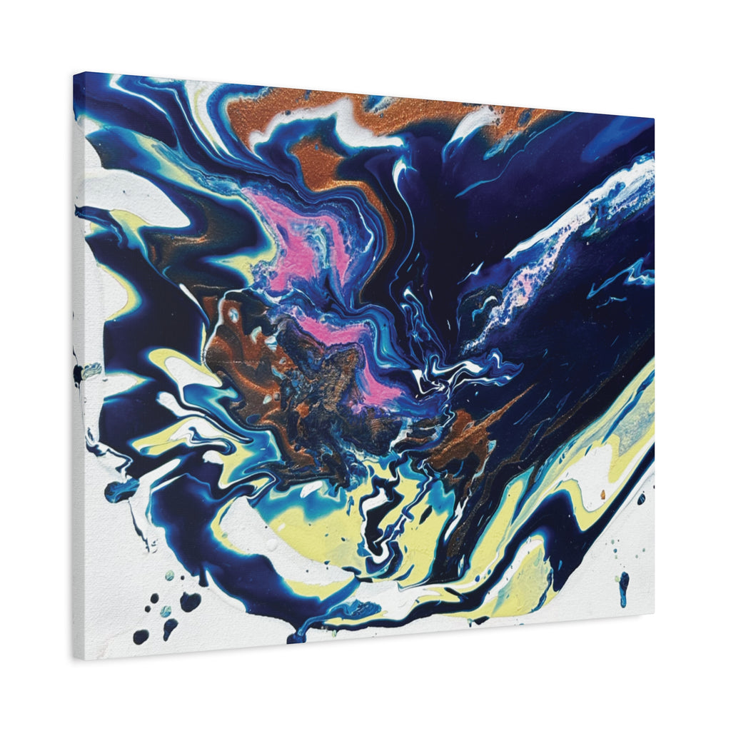 Change Abstract Blue Fluid Art Matte Canvas Print (Stretched Wall Art)