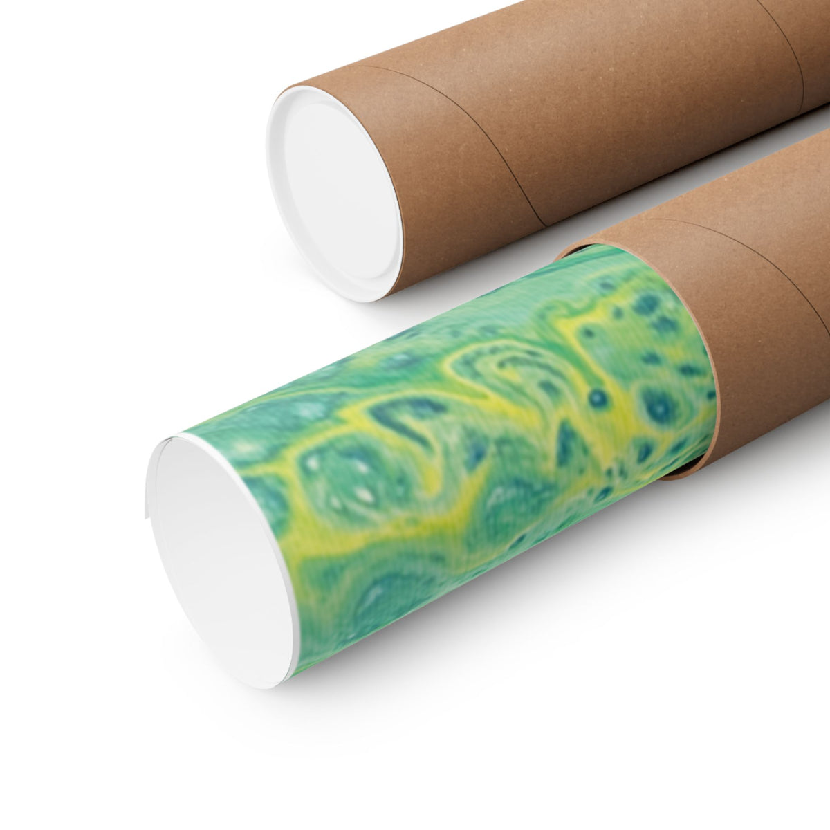 Moss Abstract Ocean Flow Matte Poster (Blue-Green Vertical Fluid Art)