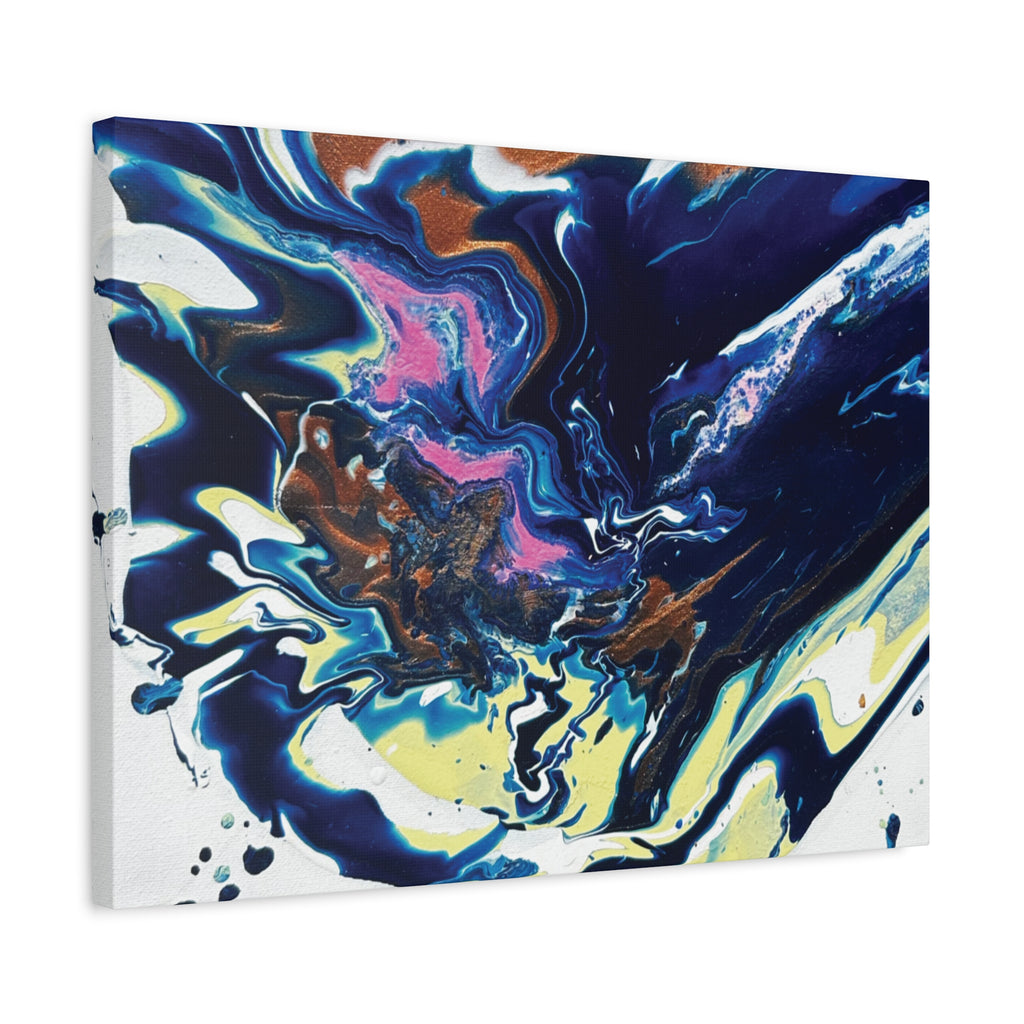 Change Abstract Blue Fluid Art Matte Canvas Print (Stretched Wall Art)