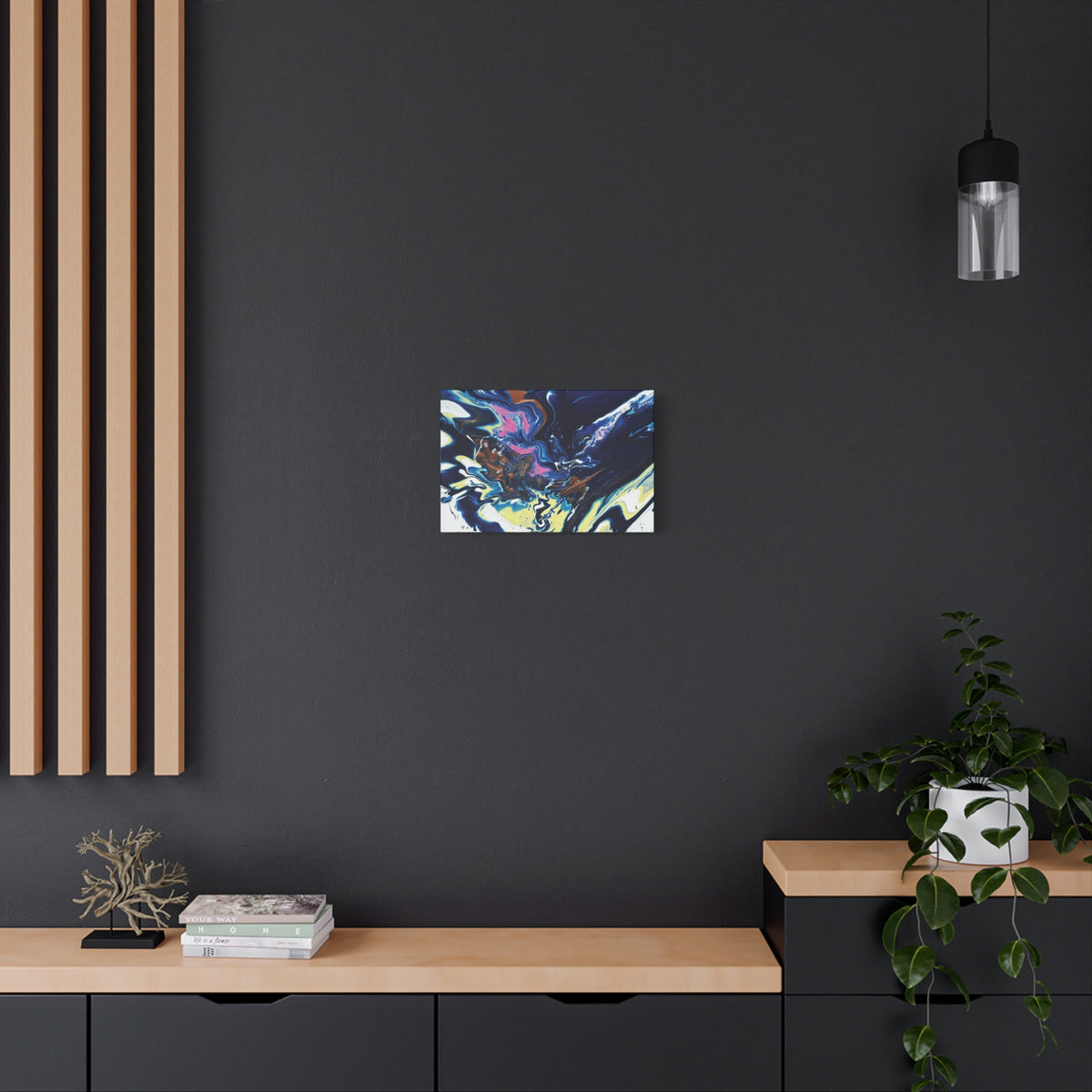 Change Abstract Blue Fluid Art Matte Canvas Print (Stretched Wall Art)