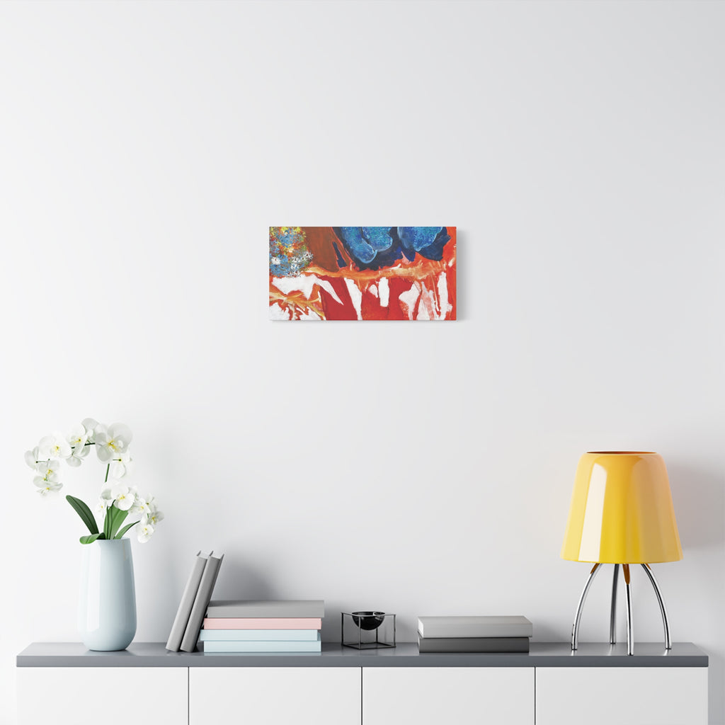 Abstract Red & Blue Matte Stretched Canvas Modern Expressionist Wall Art