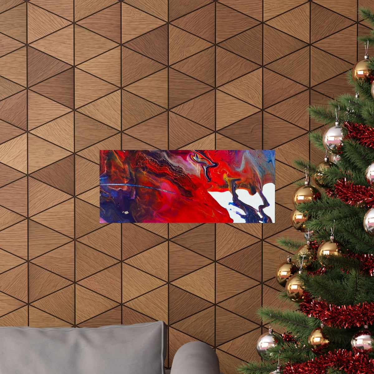 Abstract Red & Blue Matte Poster Universe Horizontal Modern Art Print