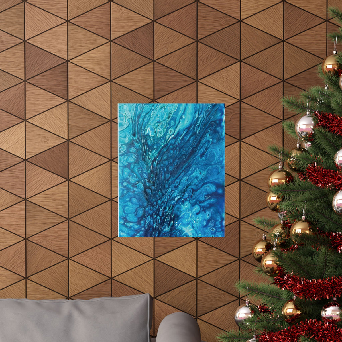 Abstract Ocean Blue Matte Poster Vertical Wall Art Print