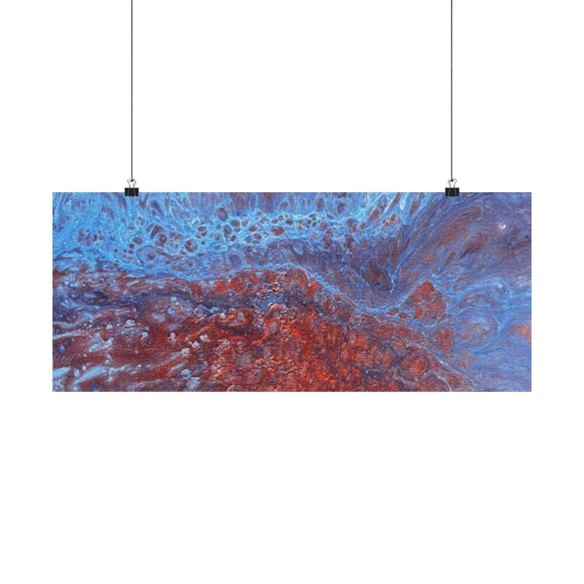 WAVE Abstract Oceanic Pour Art Matte Horizontal Poster