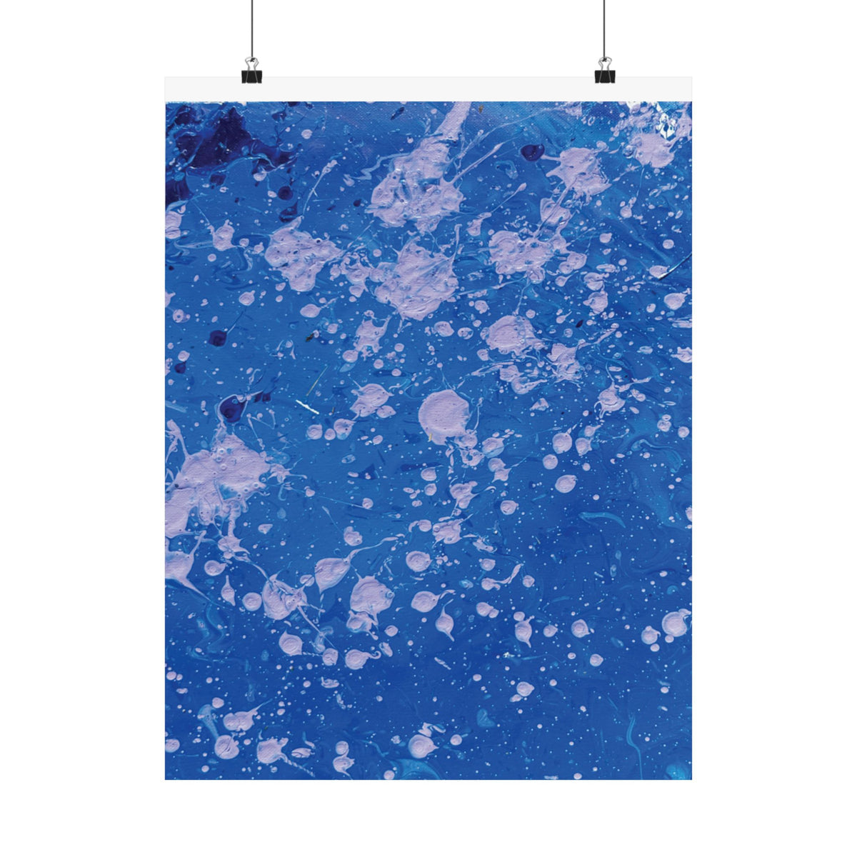 Abstract Blue Paint Splatter Matte Poster Dots Vertical Modern Wall Art