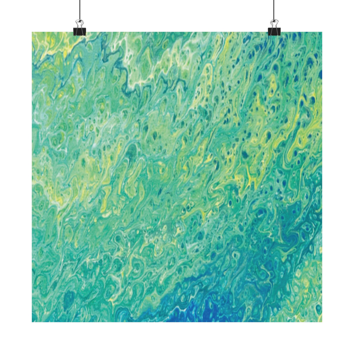 Abstract Ocean Blue Matte Poster Moss Turquoise Green Fluid Art