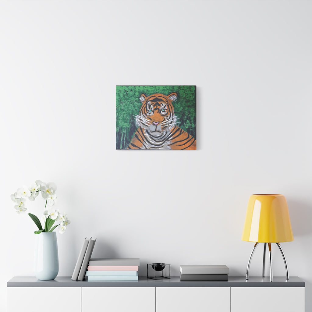 Tiger Portrait Matte Canvas Wall Art Bold Jungle Tiger Painting on Stretched Canvas