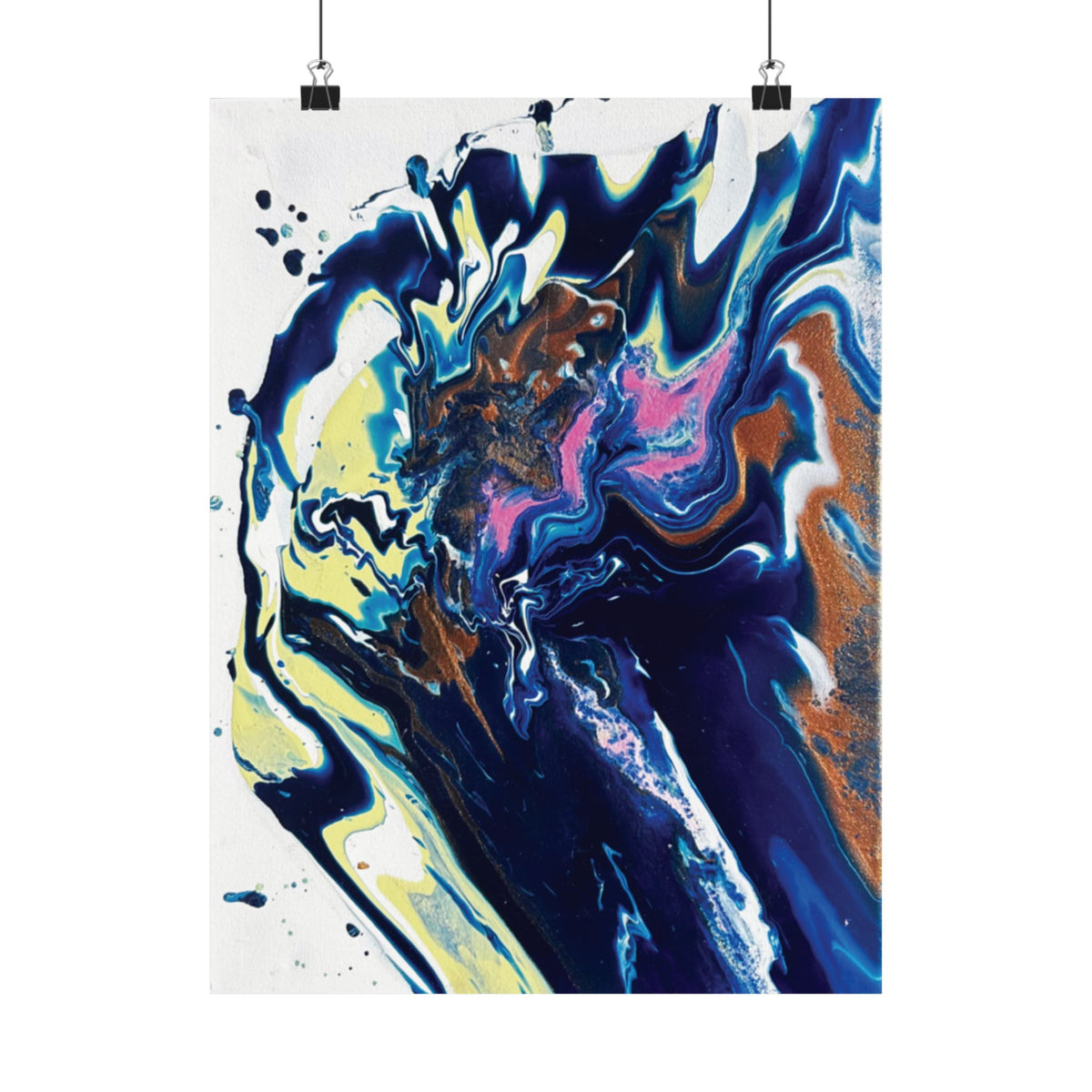 Change Abstract Blue Swirl Matte Poster (Vertical Fluid Art Wall Print)