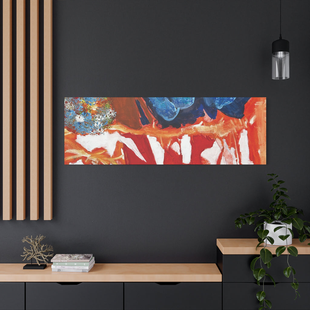 Abstract Red & Blue Matte Stretched Canvas Modern Expressionist Wall Art