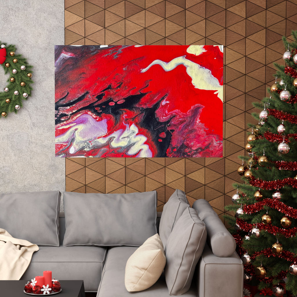 Power Abstract Red Fluid Art Matte Poster (Horizontal)