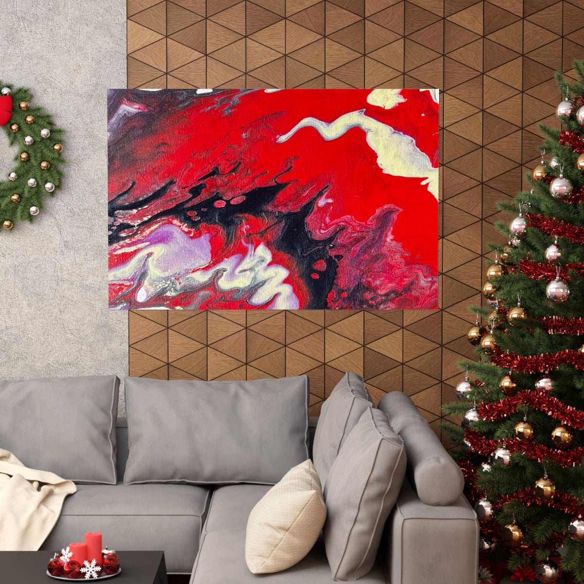 Power Abstract Red Fluid Art Matte Poster (Horizontal)