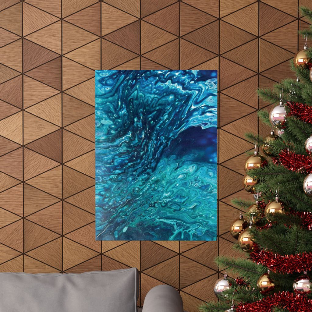 Ocean Abyss Matte Poster Abstract Teal Blue Wall Art