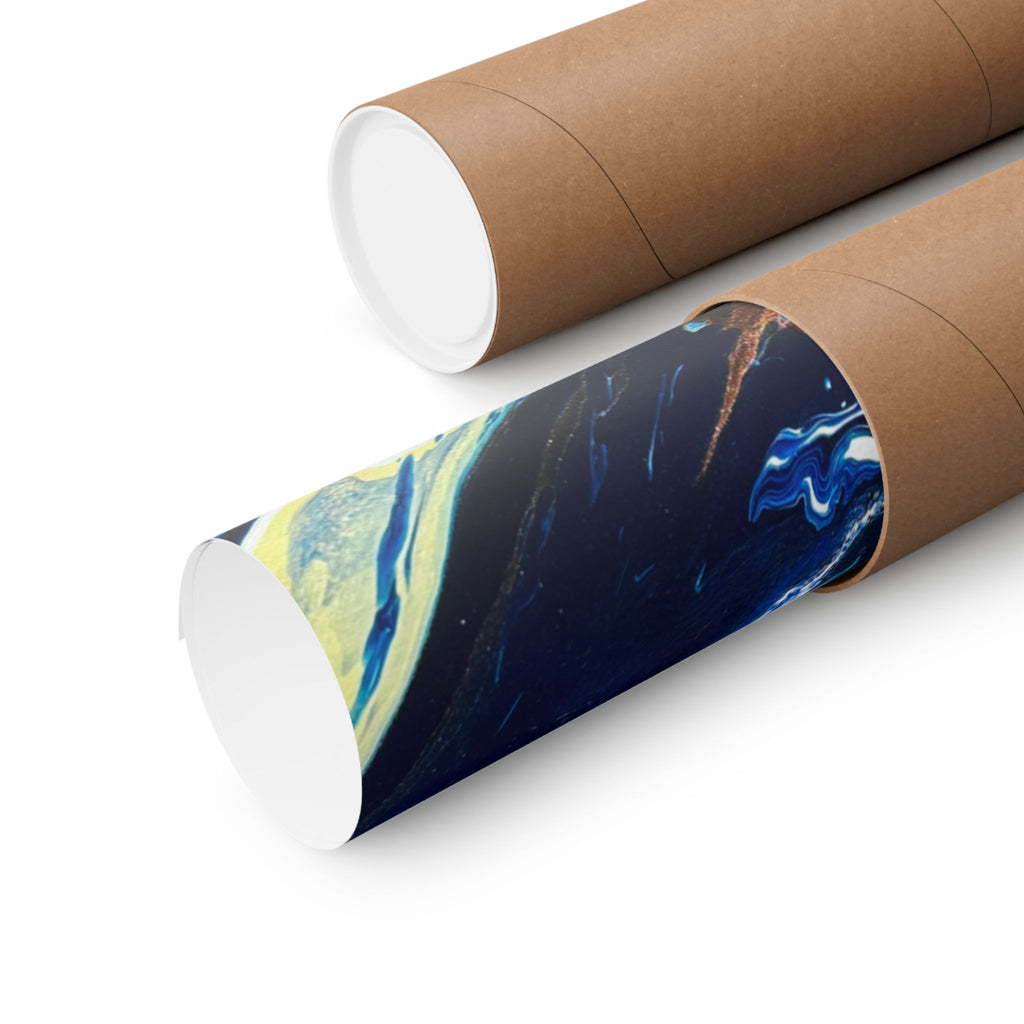 Abstract Blue Marble Matte Poster Change Horizontal Fluid Art Print