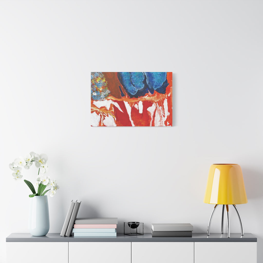 Abstract Red & Blue Matte Stretched Canvas Modern Expressionist Wall Art