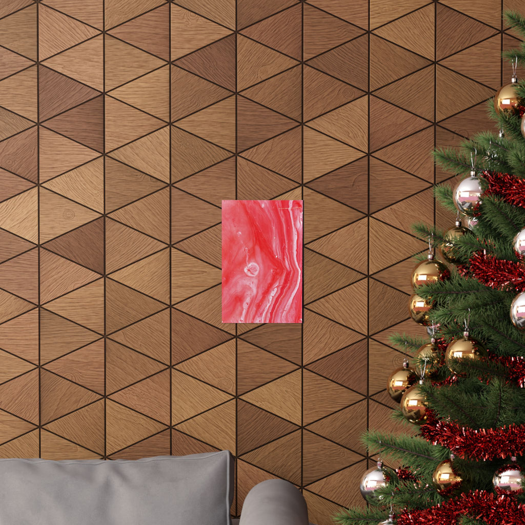 Red Marble Mars Matte Vertical Poster Abstract Red & Cream Wall Art