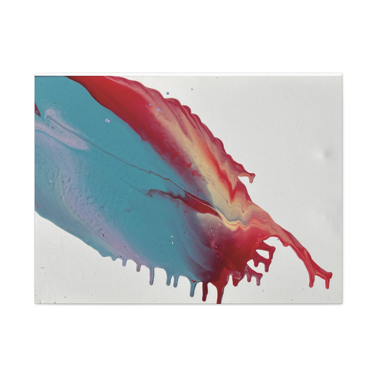 Ceiling Abstract Drip Matte Canvas Print (Blue & Red Fluid Art)