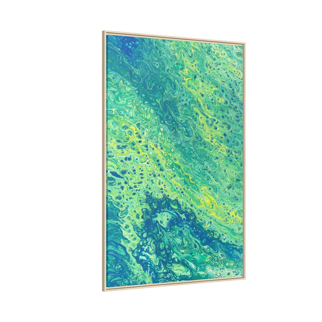 Moss 2 Abstract Ocean Fluid Art Matte Canvas Framed Wall Art