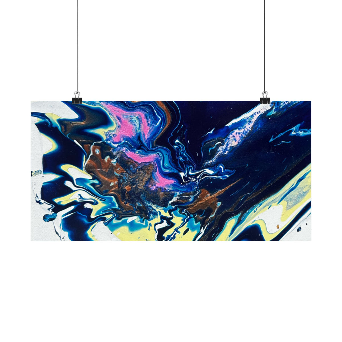 Abstract Blue Marble Matte Poster Change Horizontal Fluid Art Print