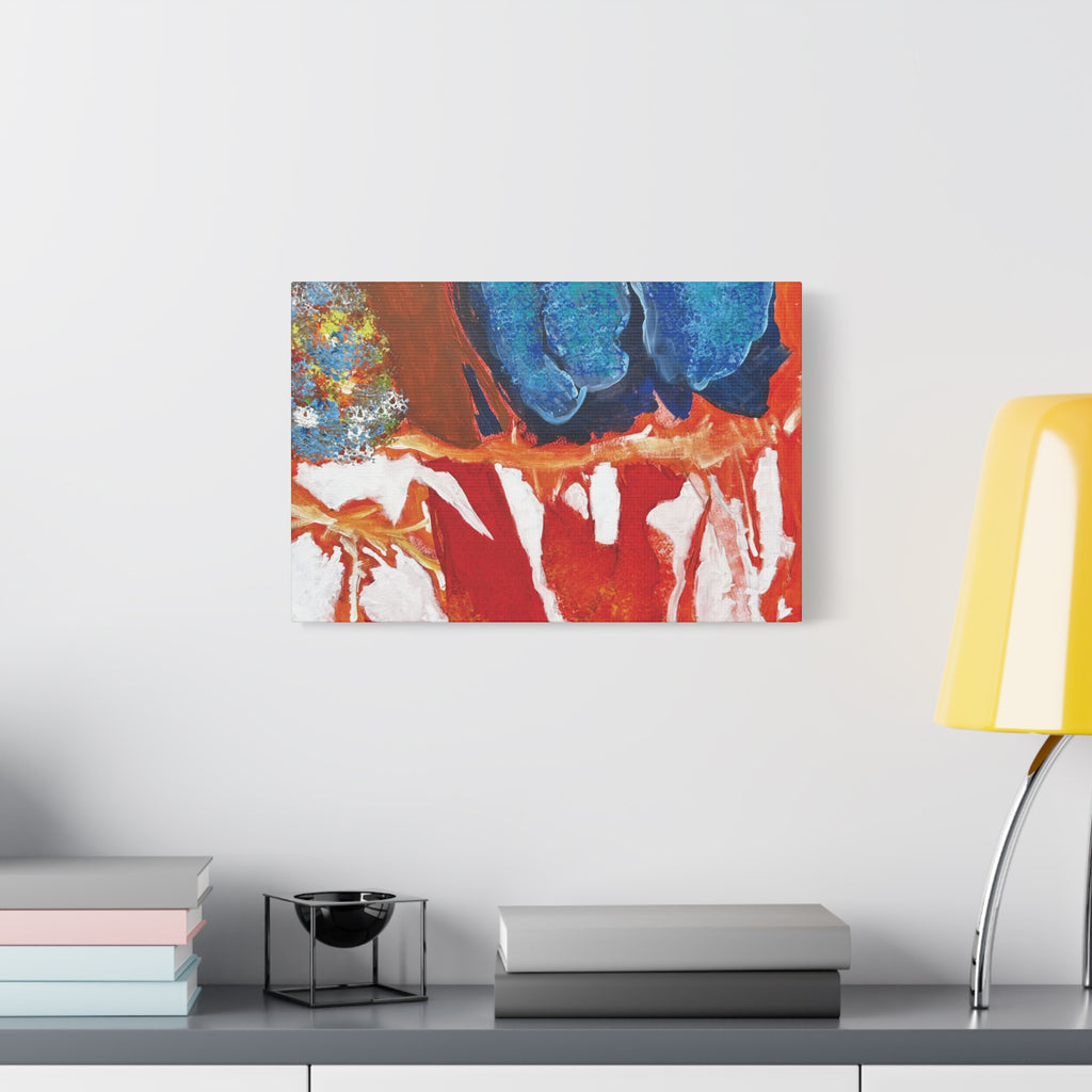 Abstract Red & Blue Matte Stretched Canvas Modern Expressionist Wall Art