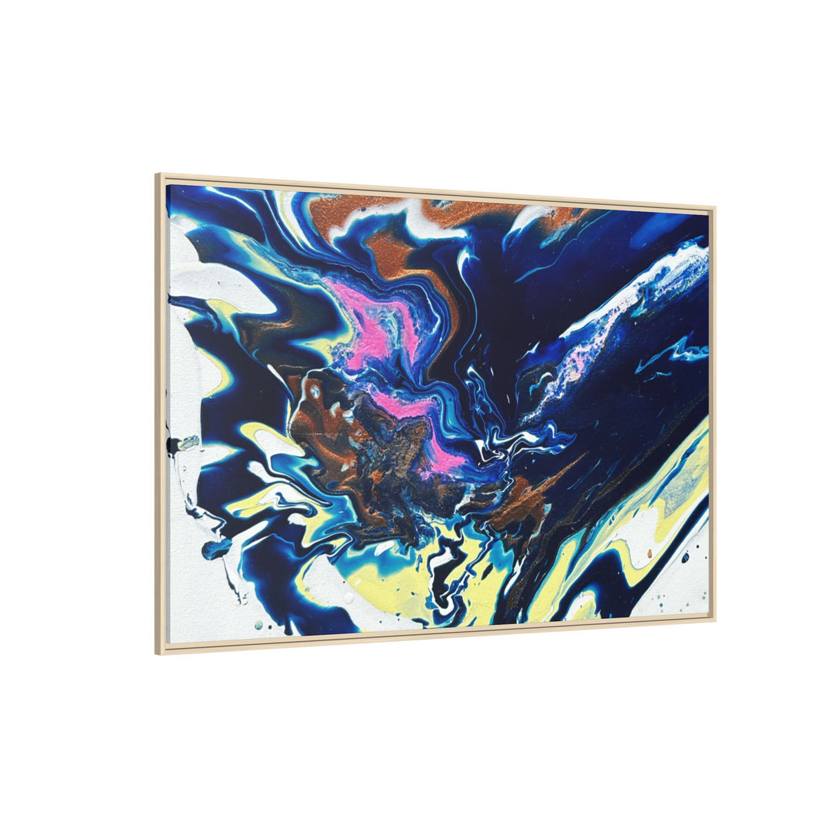 Framed Canvas Print Change Abstract Fluid Art (Blue Multicolor)