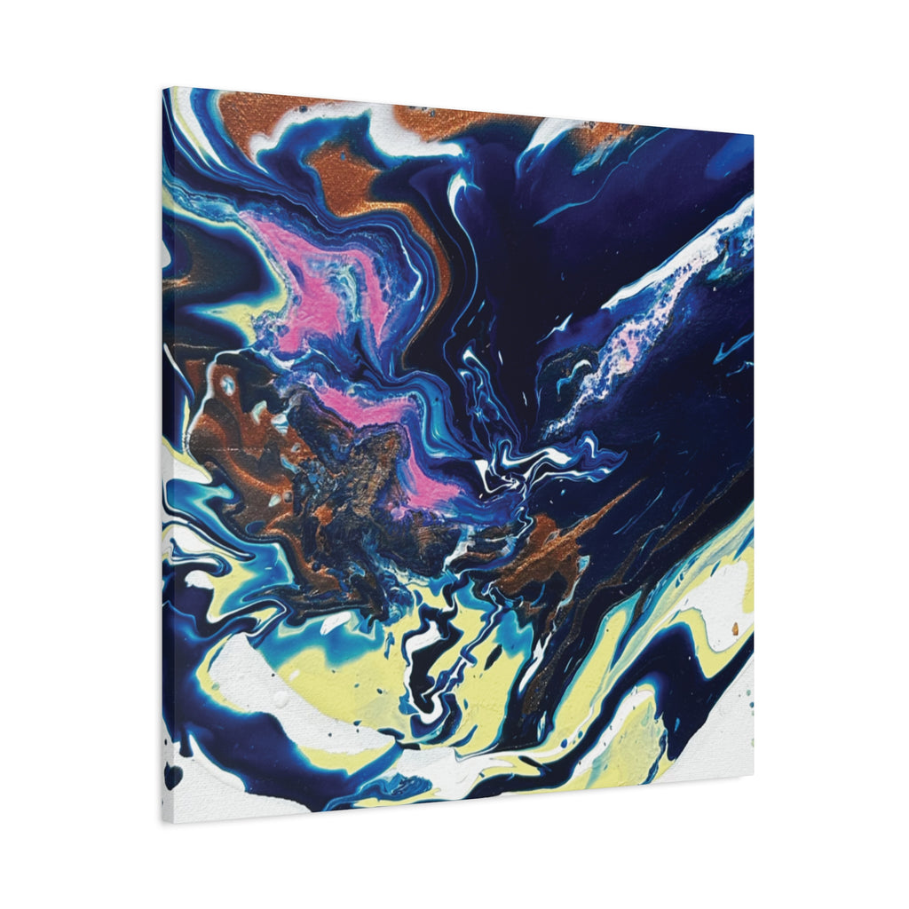 Change Abstract Blue Fluid Art Matte Canvas Print (Stretched Wall Art)