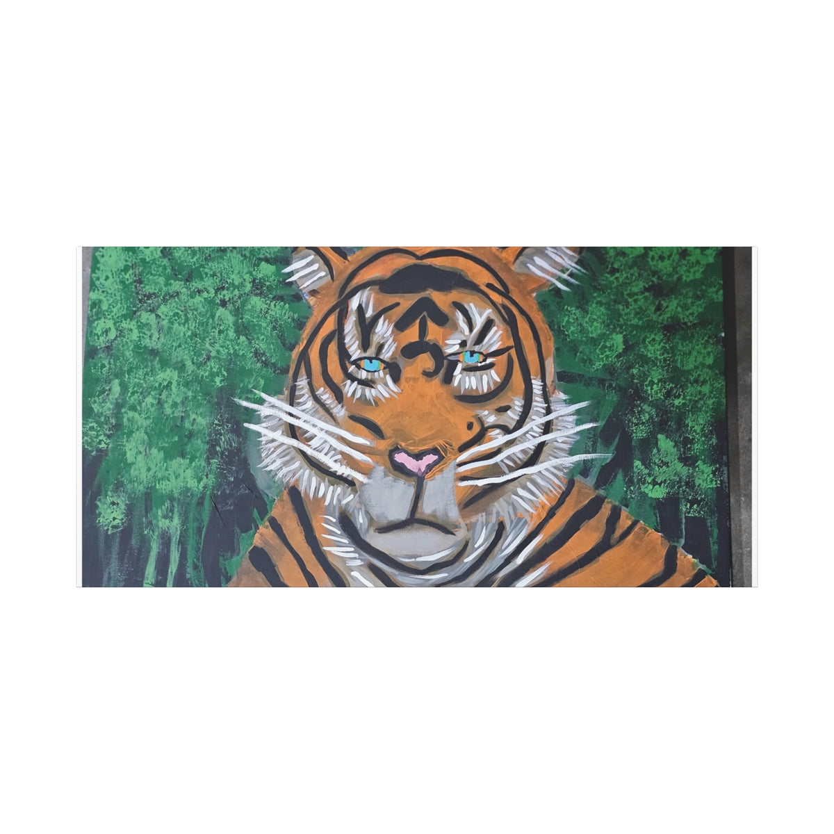 Tiger Portrait Matte Canvas Wall Art Bold Jungle Tiger Painting on Stretched Canvas