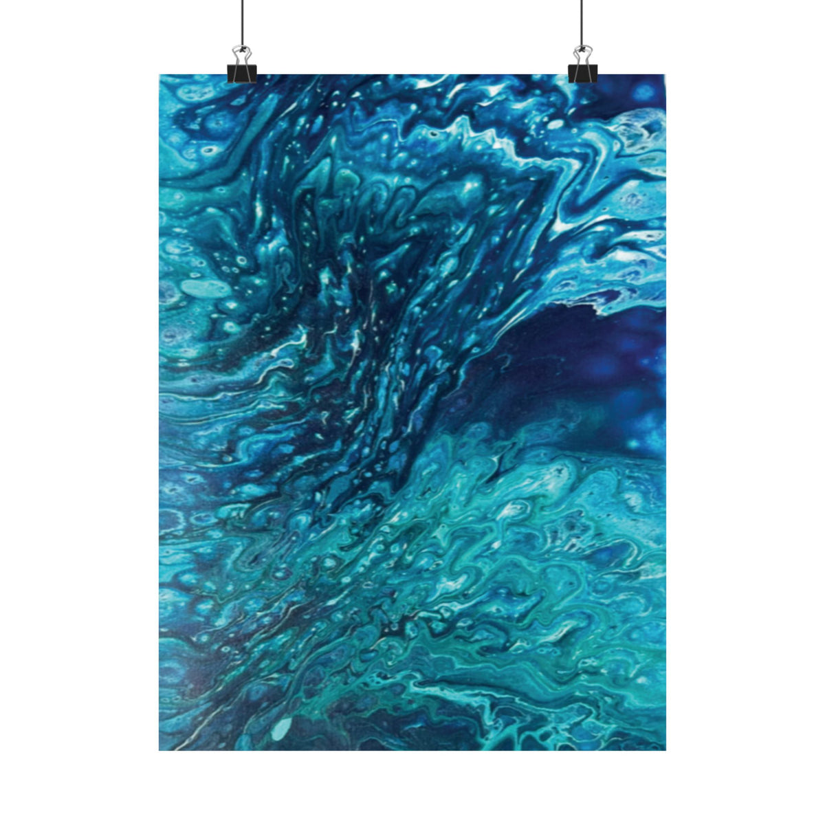 Ocean Abyss Matte Poster Abstract Teal Blue Wall Art