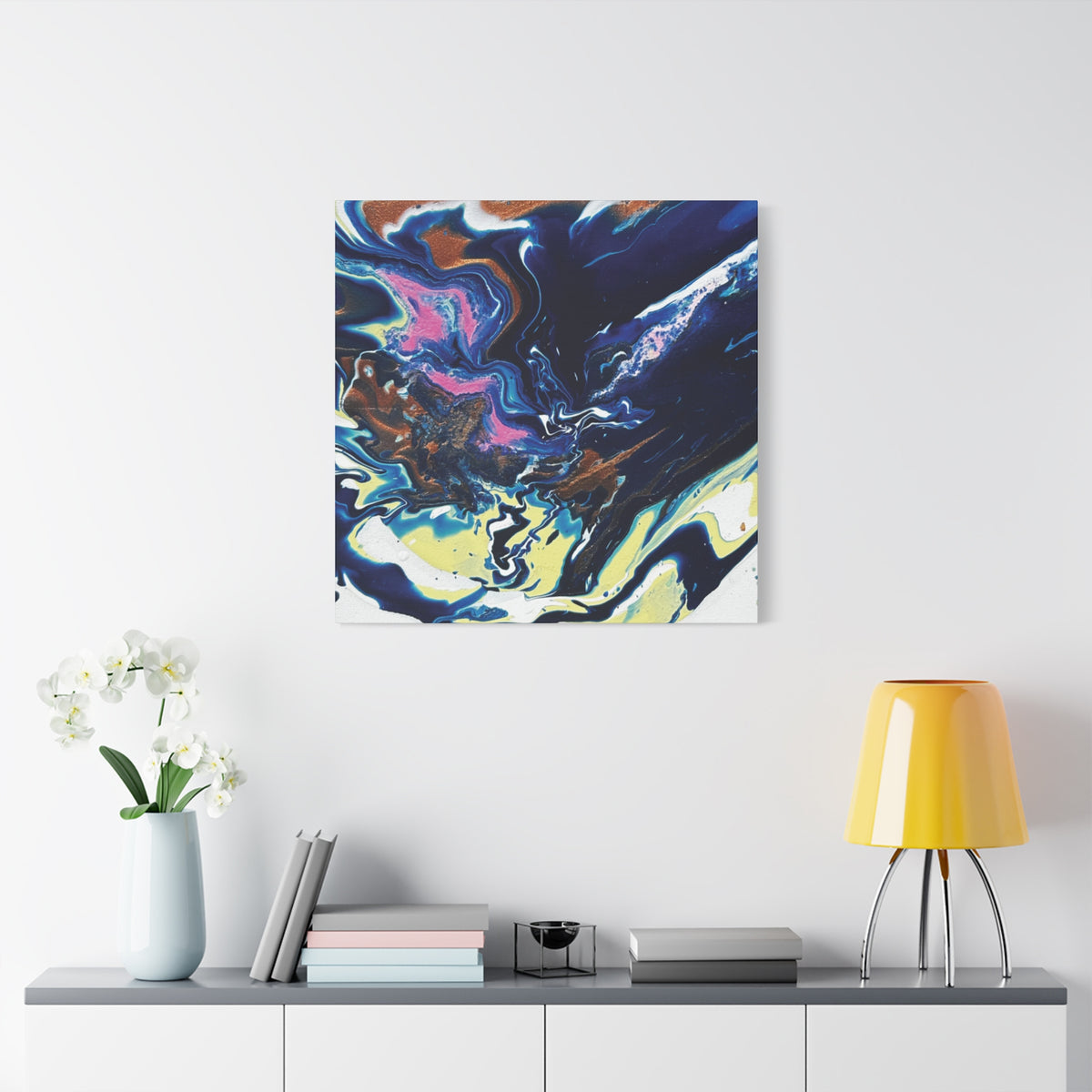 Change Abstract Blue Fluid Art Matte Canvas Print (Stretched Wall Art)