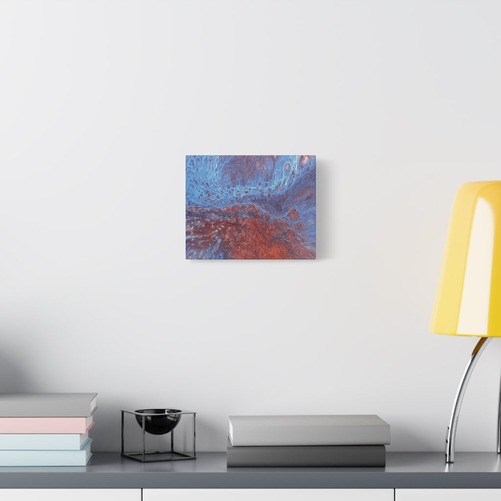 Abstract Blue & Rust Fluid Art Matte Canvas Wave Stretched Wall Art