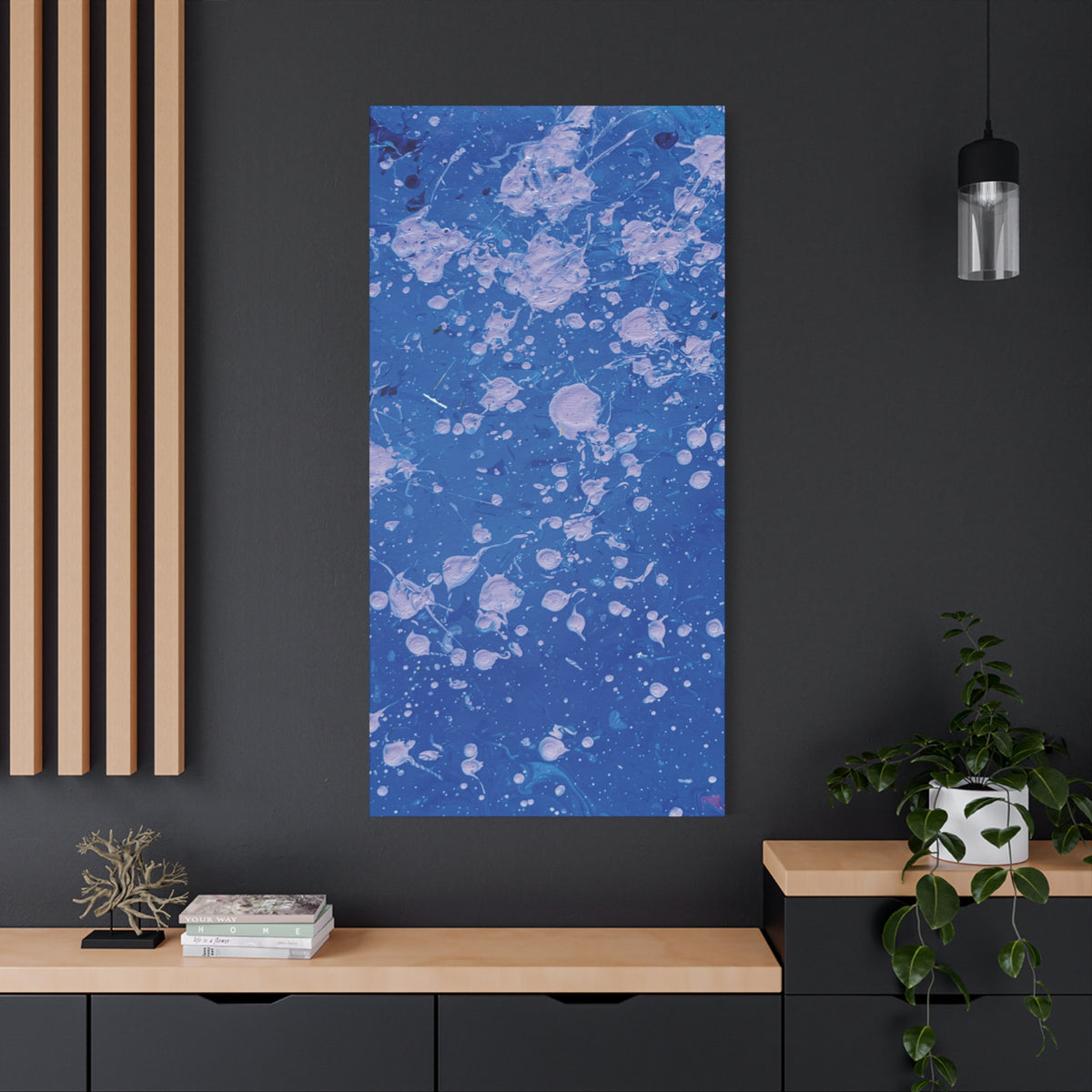 Blue Abstract Splatter Canvas Print  Dots (Matte Stretched 1.25")