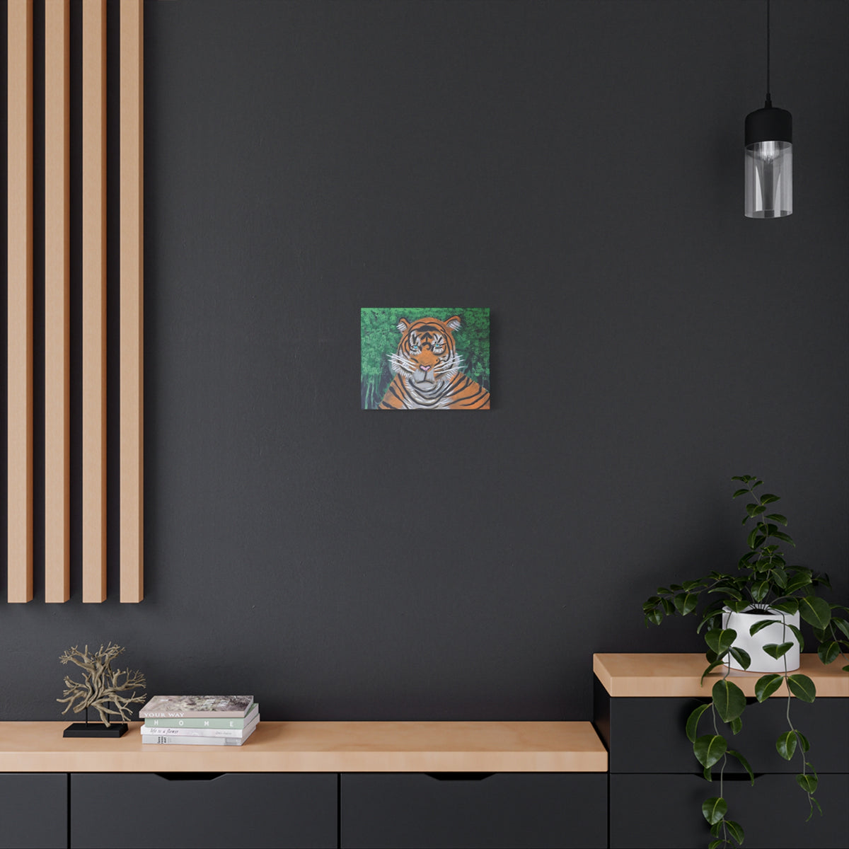 Tiger Portrait Matte Canvas Wall Art Bold Jungle Tiger Painting on Stretched Canvas