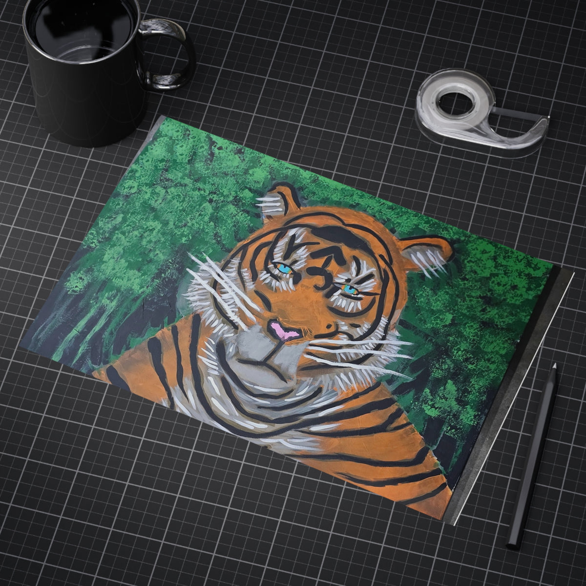Tiger Portrait Art Print Whimsical Forest Tiger Unframed Print