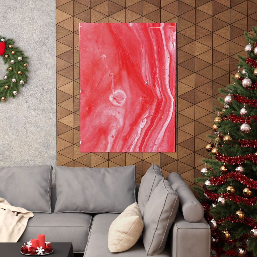 Red Marble Mars Matte Vertical Poster Abstract Red & Cream Wall Art
