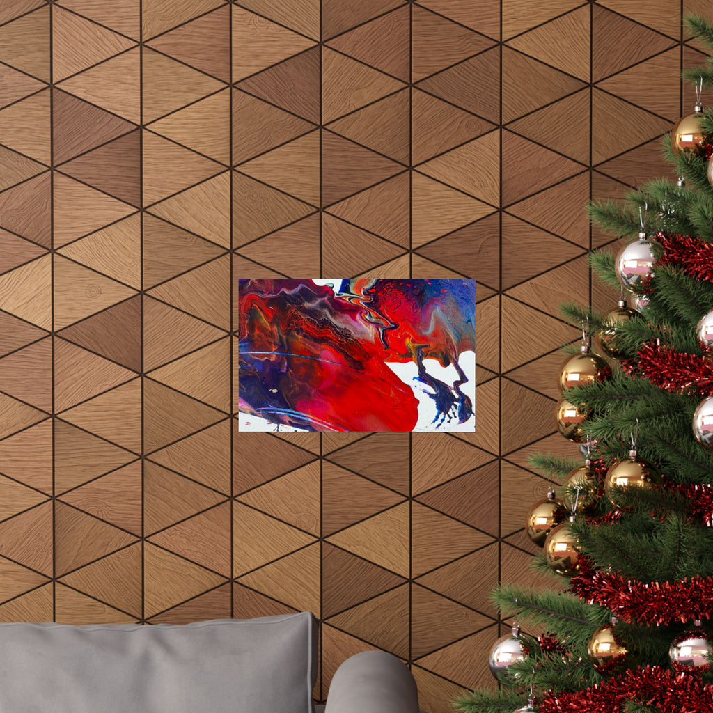 Abstract Red & Blue Matte Poster Universe Horizontal Modern Art Print
