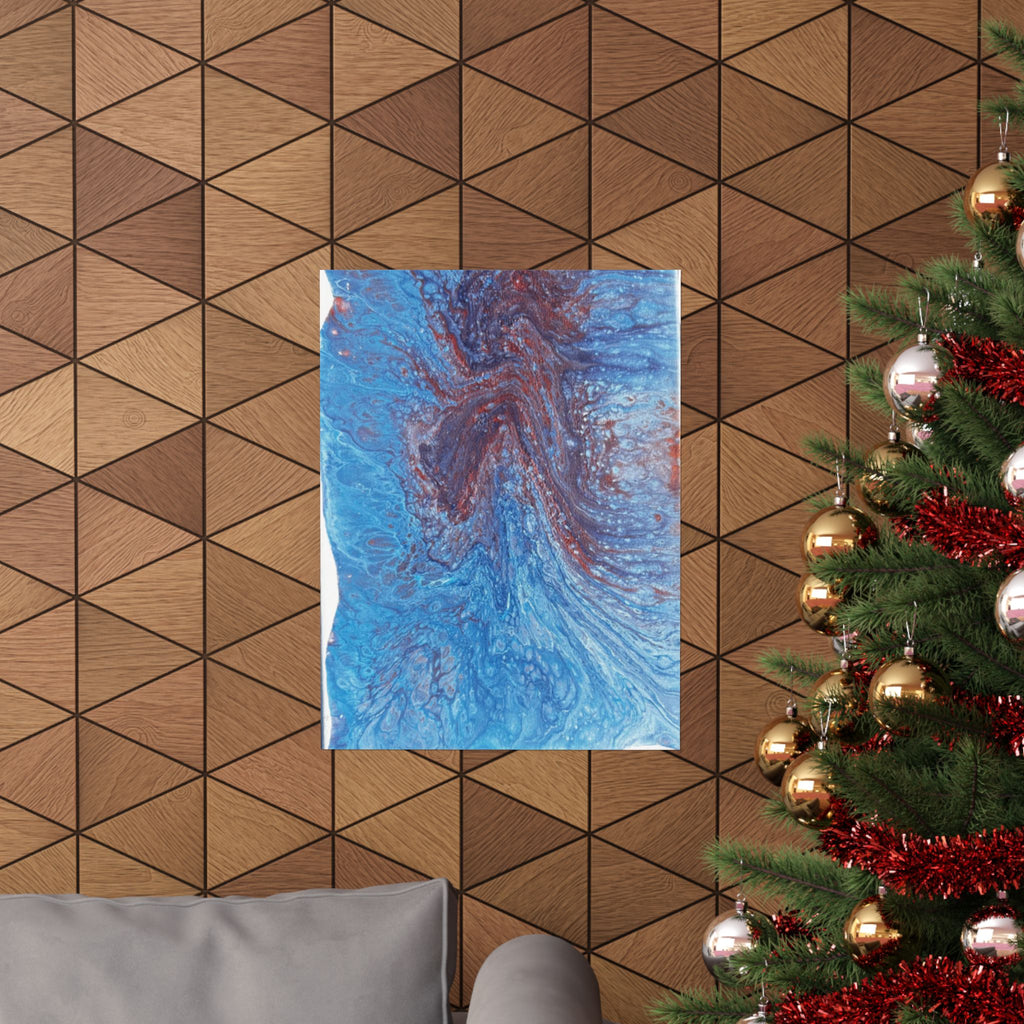 Abstract Blue Resin Art Poster Matte Vertical Wall Art