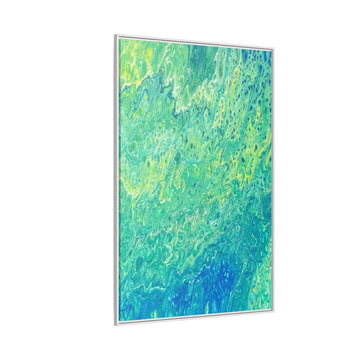 Moss Abstract Ocean Teal Matte Canvas Print (Framed Wall Art)