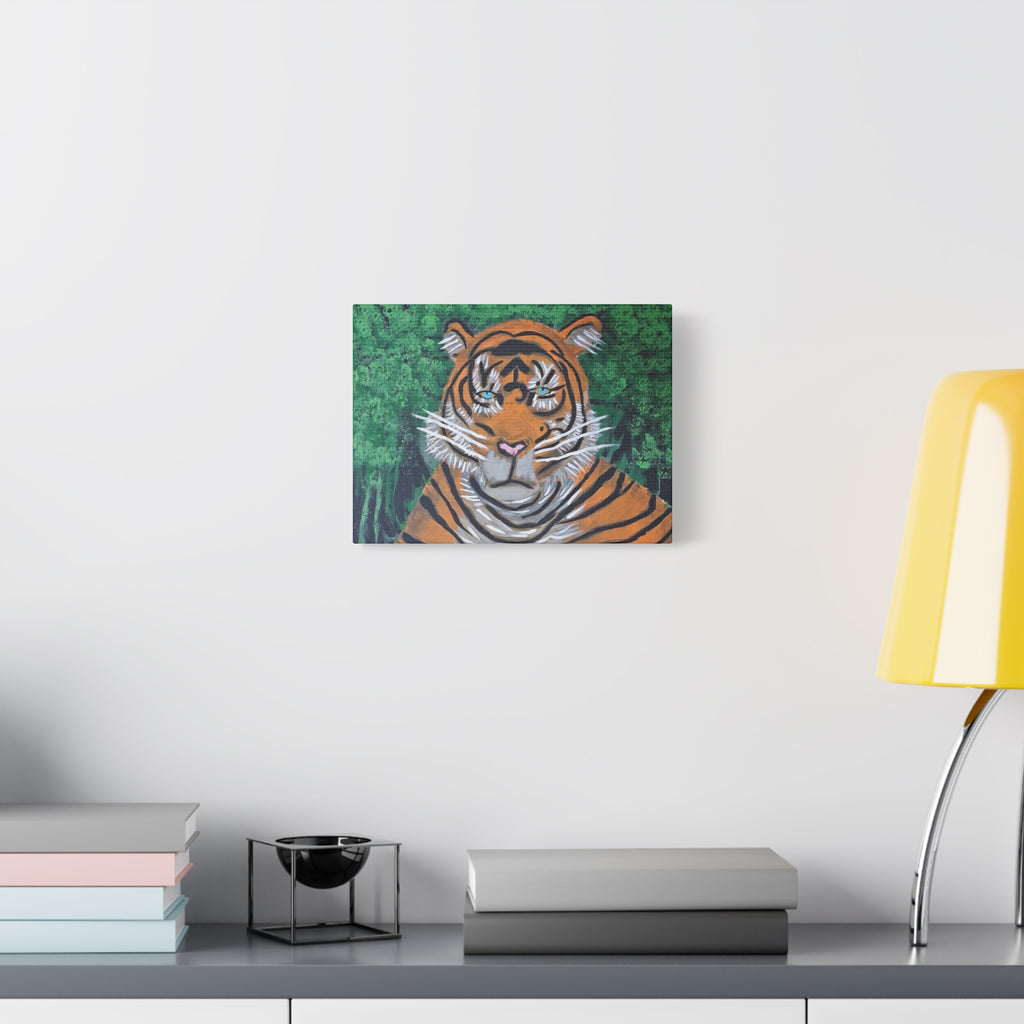 Tiger Portrait Matte Canvas Wall Art Bold Jungle Tiger Painting on Stretched Canvas