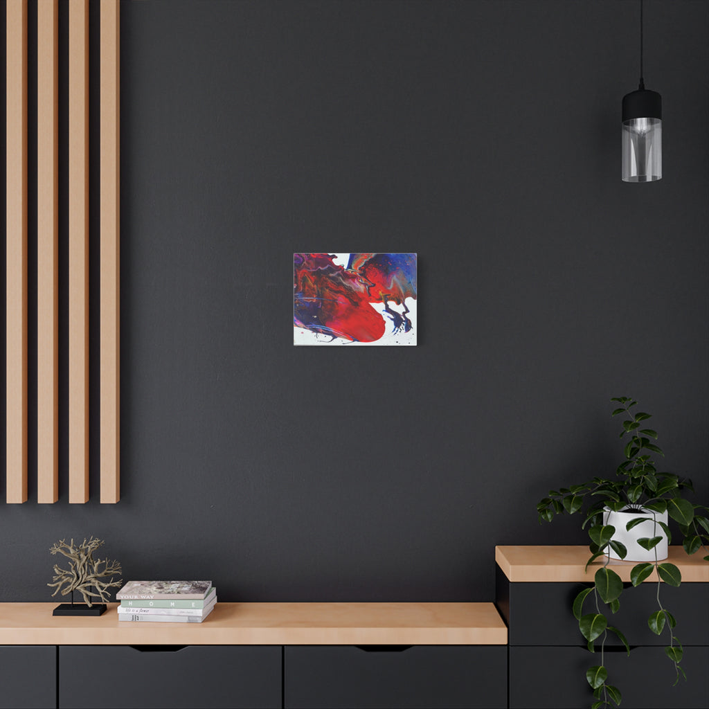 Abstract Red & Blue Fluid Art Canvas Print — Matte Stretched Wall Art