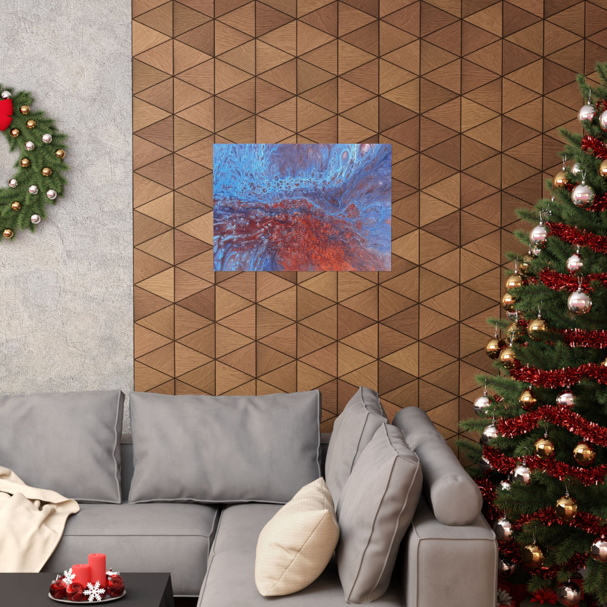 WAVE Abstract Oceanic Pour Art Matte Horizontal Poster