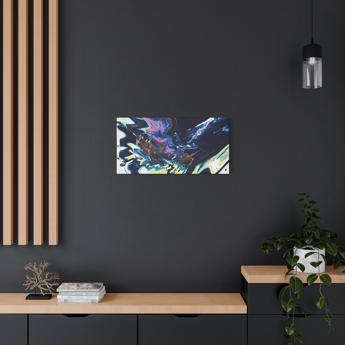 Change Abstract Blue Fluid Art Matte Canvas Print (Stretched Wall Art)