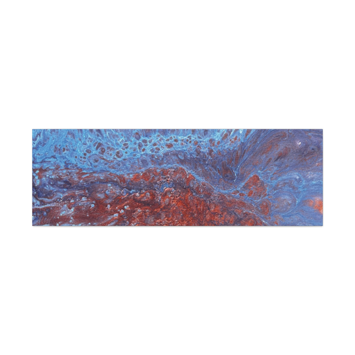 Abstract Blue & Rust Fluid Art Matte Canvas Wave Stretched Wall Art