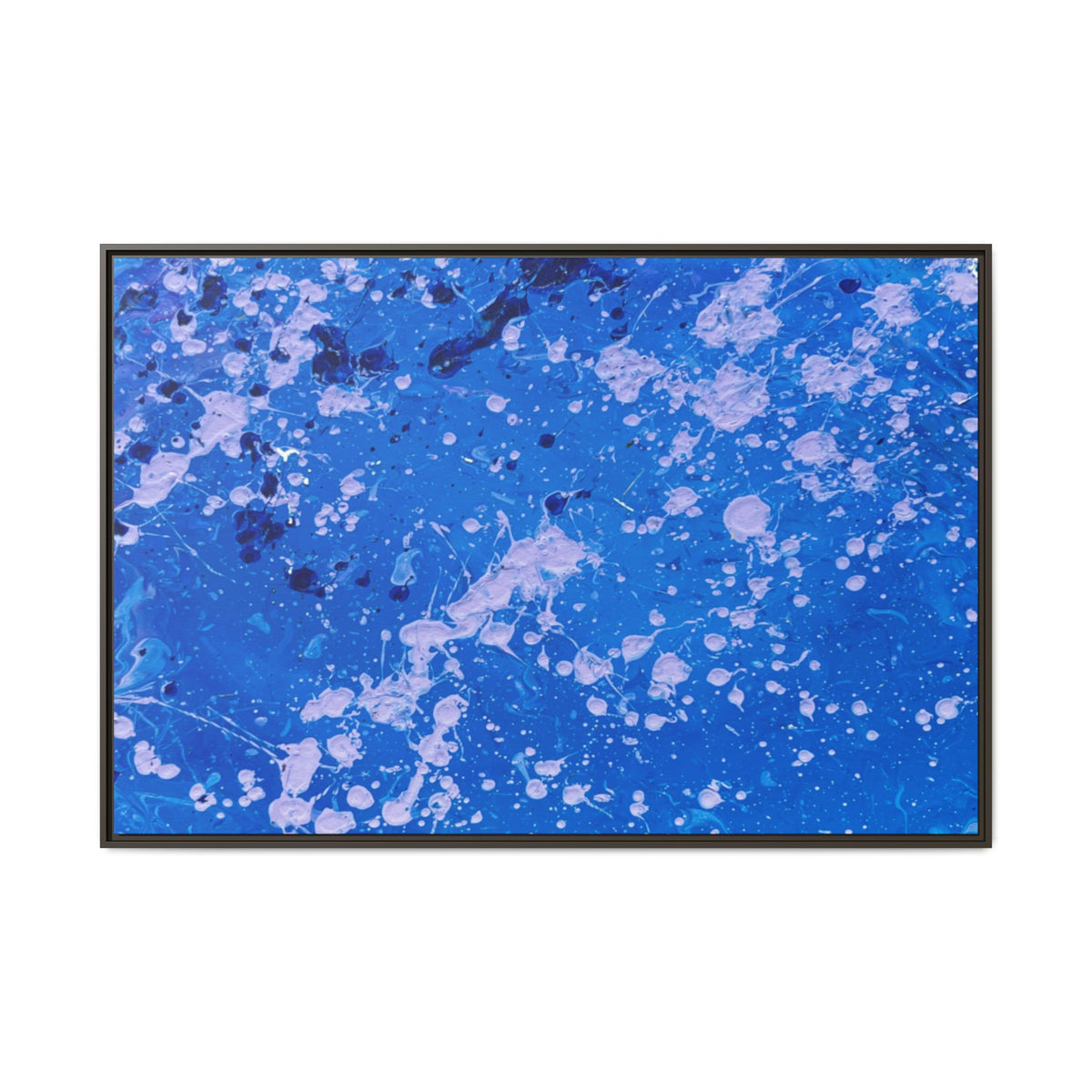 Abstract Blue Splatter Matte Canvas Print Dots (Framed)
