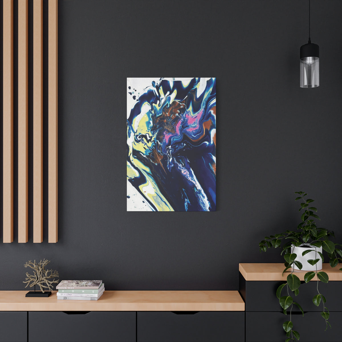 Change Abstract Blue Fluid Art Matte Canvas Print (Stretched Wall Art)