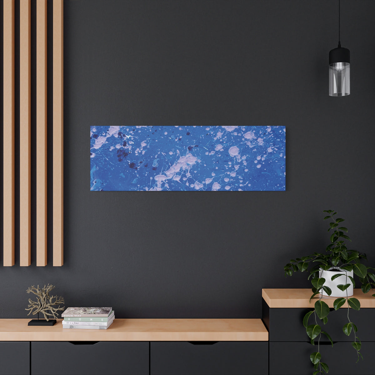 Blue Abstract Splatter Canvas Print  Dots (Matte Stretched 1.25")