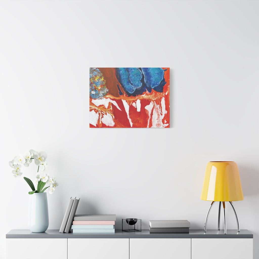Abstract Red & Blue Matte Stretched Canvas Modern Expressionist Wall Art