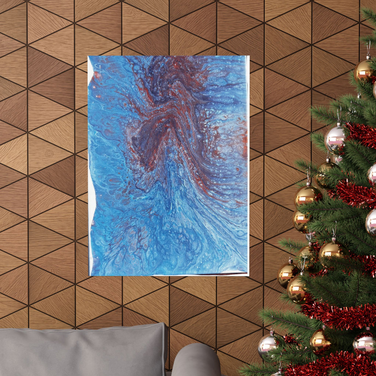 Abstract Blue Resin Art Poster Matte Vertical Wall Art