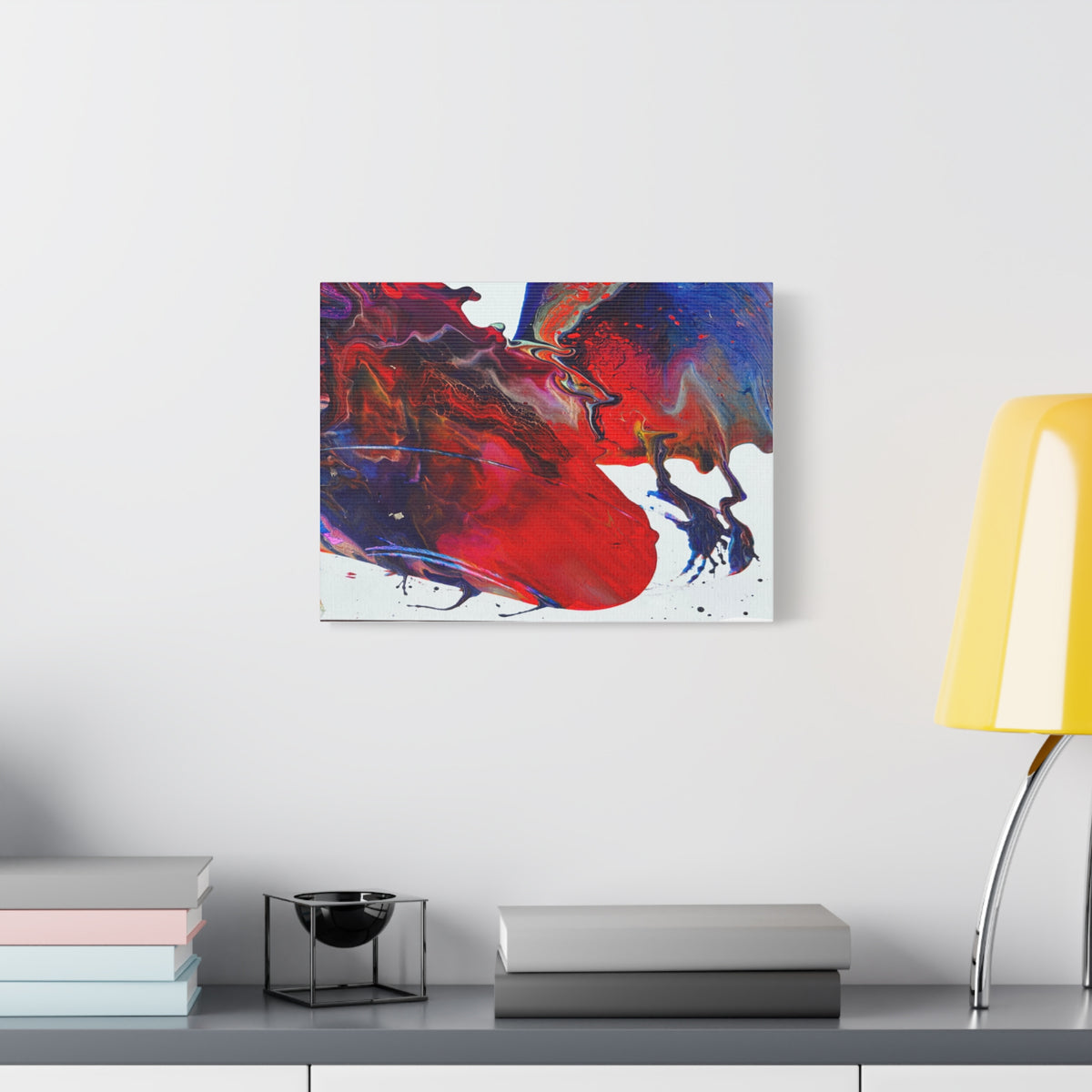 Abstract Red & Blue Fluid Art Canvas Print — Matte Stretched Wall Art