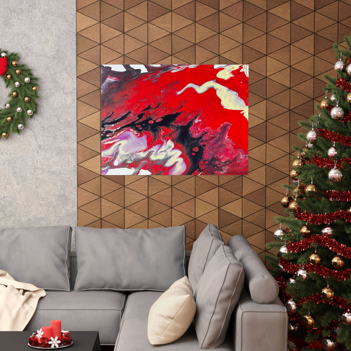 Power Abstract Red Fluid Art Matte Poster (Horizontal)